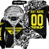 PREMIUM MX – 3D ALL OVER PRINTED – FLY RACING – BLACK YELLOW - FLEECE ZIP HOODIE