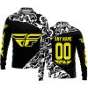 PREMIUM MX – 3D ALL OVER PRINTED – FLY RACING – BLACK YELLOW - LONG SLEEVE POLO SHIRT