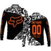 PREMIUM MX – 3D ALL OVER PRINTED – FOX RACING - BLACK ORANGE - LONG SLEEVE POLO SHIRT
