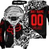 PREMIUM MX – 3D ALL OVER PRINTED – FOX RACING - BLACK RED - FLEECE ZIP HOODIE