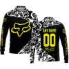 PREMIUM MX – 3D ALL OVER PRINTED – FOX RACING - BLACK YELLOW - LONG SLEEVE POLO SHIRT
