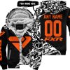 PREMIUM MX – 3D ALL OVER PRINTED – FXR – BLACK ORANGE - FLEECE ZIP HOODIE