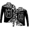 PREMIUM MX – 3D ALL OVER PRINTED – HUSQVARNA – BLACK GREY- LONG SLEEVE POLO SHIRT