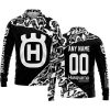 PREMIUM MX – 3D ALL OVER PRINTED – HUSQVARNA – BLACK WHITE - LONG SLEEVE POLO SHIRT