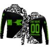 PREMIUM MX – 3D ALL OVER PRINTED – KAWASAKI – BLACK GREEN - LONG SLEEVE POLO SHIRT