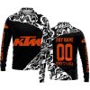 PREMIUM MX – 3D ALL OVER PRINTED – KTM – BLACK ORANGE - LONG SLEEVE POLO SHIRT