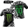PREMIUM MX – 3D ALL OVER PRINTED – MONSTER ENERGY – BLACK GREEN - T-SHIRT