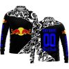 PREMIUM MX – 3D ALL OVER PRINTED – RED BULL – BLACK BLUE - LONG SLEEVE POLO SHIRT