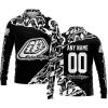 PREMIUM MX – 3D ALL OVER PRINTED – TROY LEE DESIGNS - BLACK WHITE - LONG SLEEVE POLO SHIRT