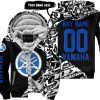 PREMIUM MX – 3D ALL OVER PRINTED – YAMAHA - BLACK BLUE - FLEECE ZIP HOODIE