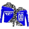 PREMIUM MX – 3D ALL OVER PRINTED – FLY RACING – BLUE - LONG SLEEVE POLO SHIRT