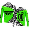 PREMIUM MX – 3D ALL OVER PRINTED – FLY RACING – GREEN - LONG SLEEVE POLO SHIRT
