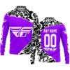 PREMIUM MX – 3D ALL OVER PRINTED – FLY RACING – PURPLE - LONG SLEVE POLO SHIRT