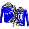 PREMIUM MX – 3D ALL OVER PRINTED – FOX RACING - BLUE - LONG SLEEVE POLO SHIRT