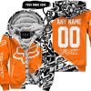PREMIUM MX – 3D ALL OVER PRINTED – FOX RACING - ORANGE - FLEECE ZIP HOODIE