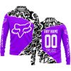 PREMIUM MX – 3D ALL OVER PRINTED – FOX RACING - PURPLE - LONG SLEEVE POLO SHIRT