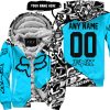 PREMIUM MX – 3D ALL OVER PRINTED – FOX RACING - SKY BLUE - FLEECE ZIP HOODIE
