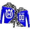 PREMIUM MX – 3D ALL OVER PRINTED – HUSQVARNA – BLUE - LONG SLEEVE POLO SHIRT