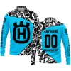 PREMIUM MX – 3D ALL OVER PRINTED – HUSQVARNA – SKY BLUE - LONG SLEEVE POLO SHIRT