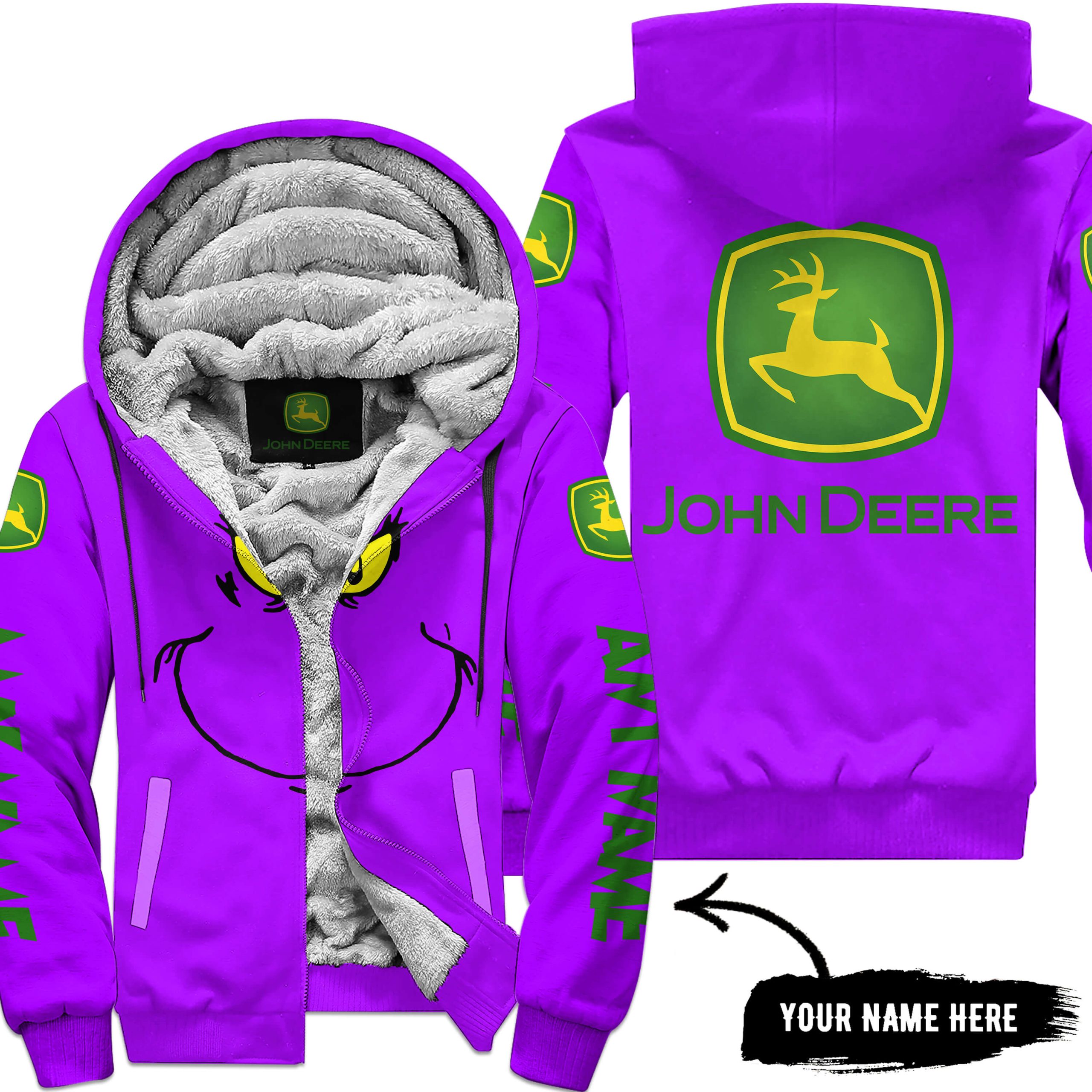 thumbnail image 2 of John Deere Girls Fleece Zip Hoody - Officially Licensed Green & Yellow Hoodie 2 of 10