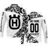 PREMIUM MX – 3D ALL OVER PRINTED – HUSQVARNA – WHITE - LONG SLEEVE POLO SHIRT