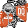PREMIUM MX – 3D ALL OVER PRINTED – KTM – ORANGE - FLEECE ZIP HOODIE