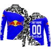 PREMIUM MX – 3D ALL OVER PRINTED – RED BULL – BLUE - LONG SLEEVE POLO SHIRT