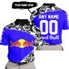 PREMIUM MX – 3D ALL OVER PRINTED – RED BULL – BLUE - POLO SHIRT