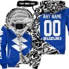PREMIUM MX – 3D ALL OVER PRINTED – SUZUKI – BLUE - FLEECE ZIP HOODIE