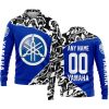 PREMIUM MX – 3D ALL OVER PRINTED – YAMAHA - BLACK BLUE - LONG SLEEVE POLO SHIRT