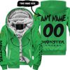 GRINCH – CUSTOM NAME – MONSTER ENERGY – GREEN - FLEECE ZIP HOODIE