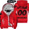 GRINCH – CUSTOM NAME – SUZUKI – RED - FLEECE ZIP HOODIE