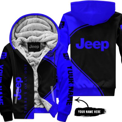 Premium - Custom Name - Jeep - Blue - Fleece Zip Hoodie