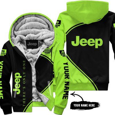 Premium - Custom Name - Jeep - Green - Fleece Zip Hoodie
