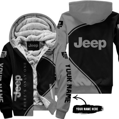 Premium - Custom Name - Jeep - Grey - Fleece Zip Hoodie