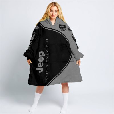 Premium - Custom Name - Jeep - Grey - Oodie Blanket