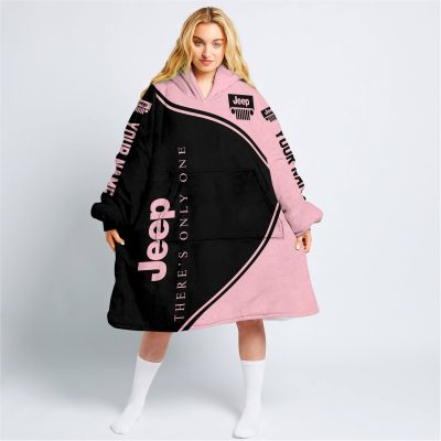 Premium - Custom Name - Jeep - Pink - Oodie Blanket