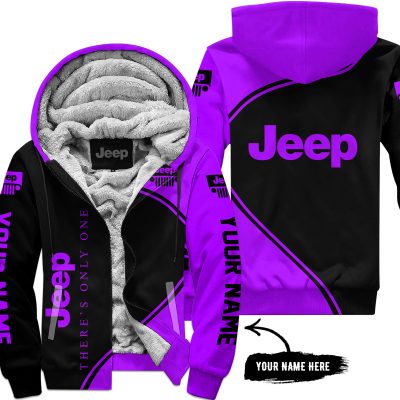 Premium - Custom Name - Jeep - Purple - Fleece Zip Hoodie