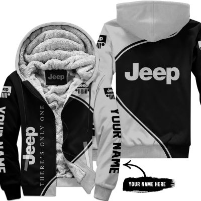 Premium - Custom Name - Jeep - Silver - Fleece Zip Hoodie