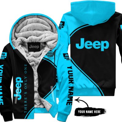 Premium - Custom Name - Jeep - Sky Blue - Fleece Zip Hoodie