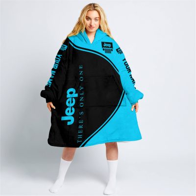 Premium - Custom Name - Jeep - Sky Blue - Oodie Blanket