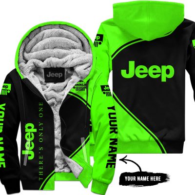 Premium - Custom Name - Jeep - Vivid Green - Fleece Zip Hoodie