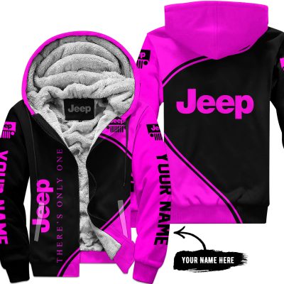 Premium - Custom Name - Jeep - Vivid Pink - Fleece Zip Hoodie
