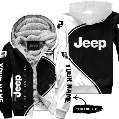 Premium - Custom Name - Jeep - White - Fleece Zip Hoodie