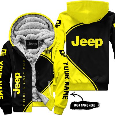 Premium - Custom Name - Jeep - Yellow - Fleece Zip Hoodie