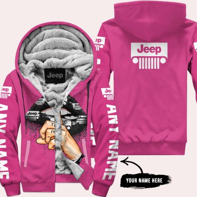 Shut The Fnck Up – Custom Name Jeep – Bright Pink - Fleece Zip Hoodie