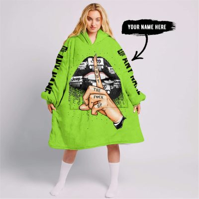 Shut The Fnck Up – Custom Name Jeep – Green - Oodie Blanket