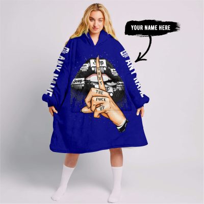 Shut The Fnck Up – Custom Name Jeep – Navy - Oodie Blanket