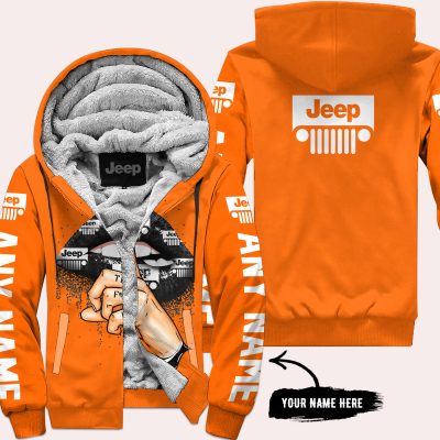 Shut The Fnck Up – Custom Name Jeep – Orange -  Fleece Zip Hoodie