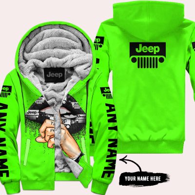 Shut The Fnck Up – Custom Name Jeep – Vivid Green - Fleece Zip Hoodie